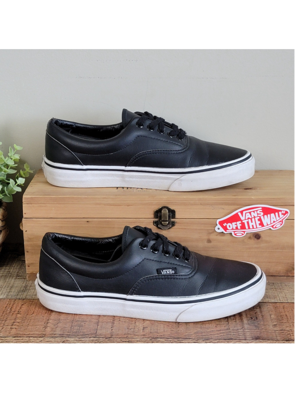 Vans 8 W Era Black Classic Tumble Leather SK8 Low Top Sneakers Shoes Skater